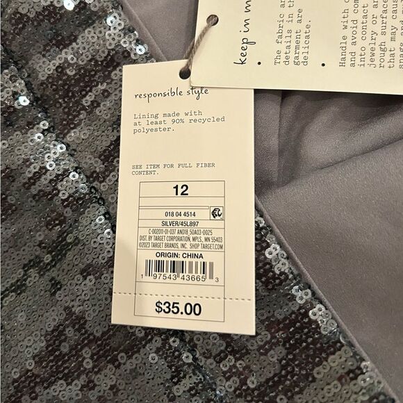 A New Day Women's Relaxed Leg High Rise Silver Sequin Trouser Pants Size 12 NEW - Picture 5 of 13